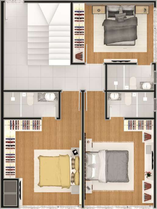Planta 01 - 3 dorm 231 30m² - cobertura duplex - inferior
