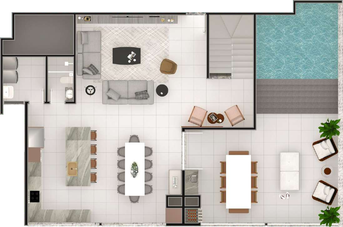Planta 02 - 3 dorm 231 30m² - cobertura duplex - superior