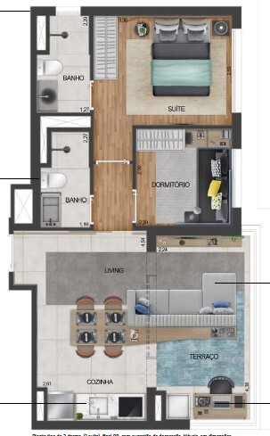Planta 02 - 2 dorm 51m²