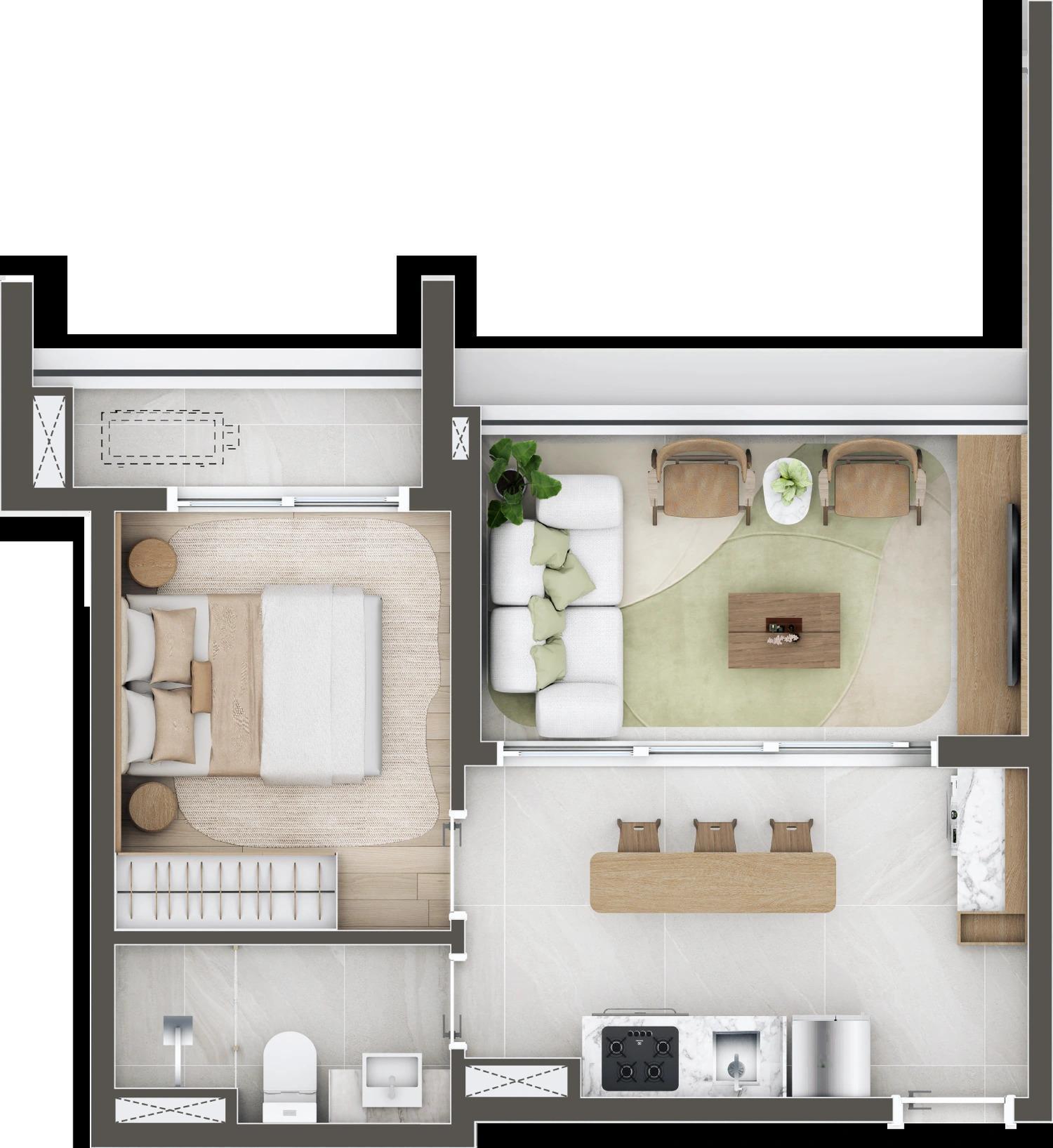 Planta 03 - 1 dorm 40,25m²