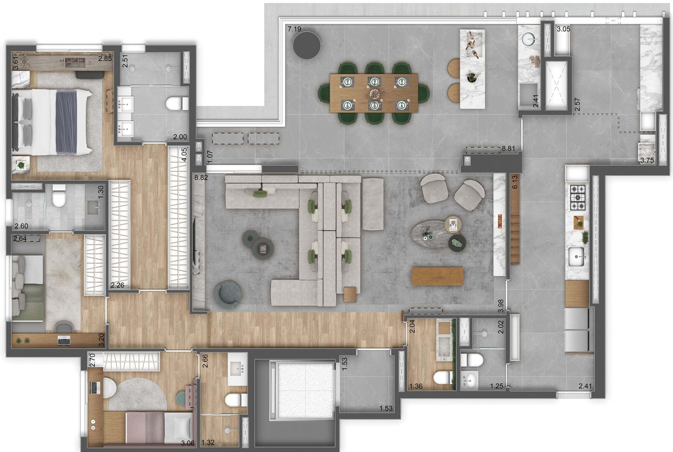 Planta 04 - 3 dorm 177m² - opção
