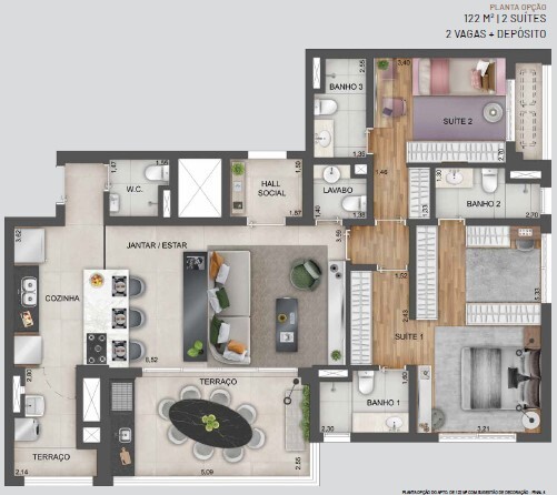 Planta 06 - 2 dorm 122m² - opção