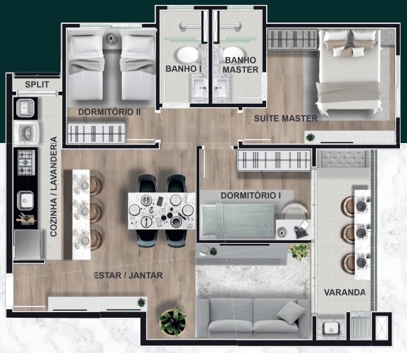 Planta 05 - 3 dorm 73 60m²