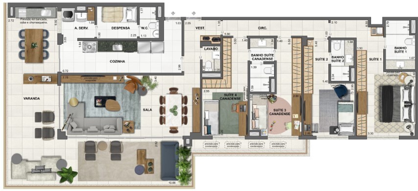 Planta 03 - 4 dorm 199 97m²