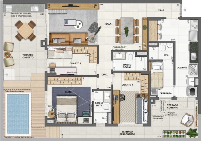 Planta 24 - 3 dorm 142 61m² - garden