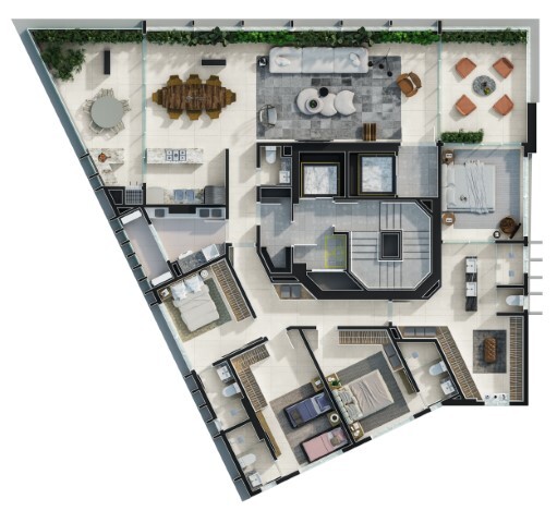 Planta 01 - 4 dorm 206m² - garden