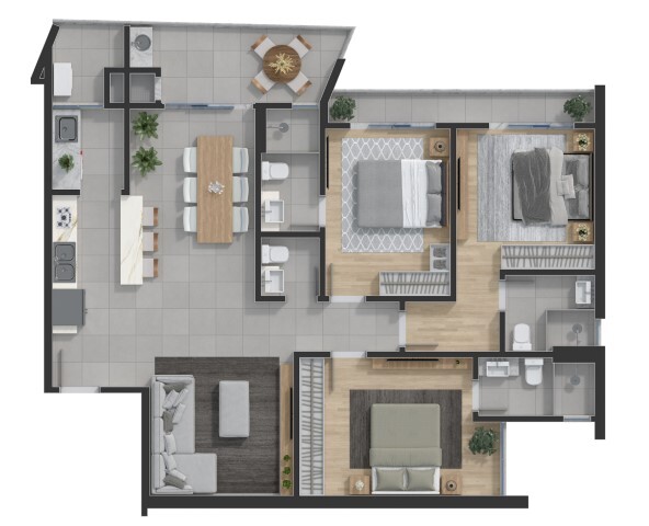 Planta 01 - 3 dorm 119 23m²