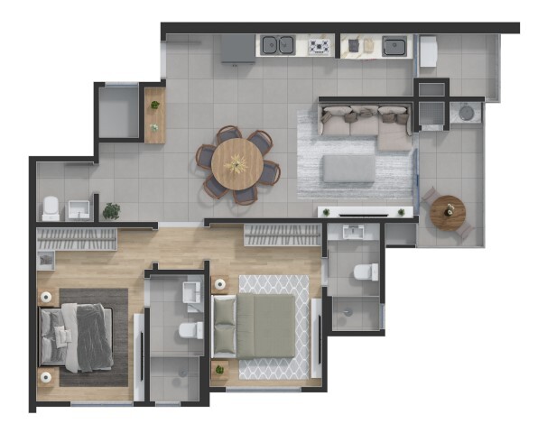Planta 02 - 2 dorm 80 69m²