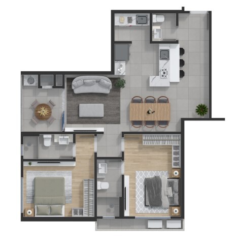 Planta 04 - 2 dorm 85 67m²