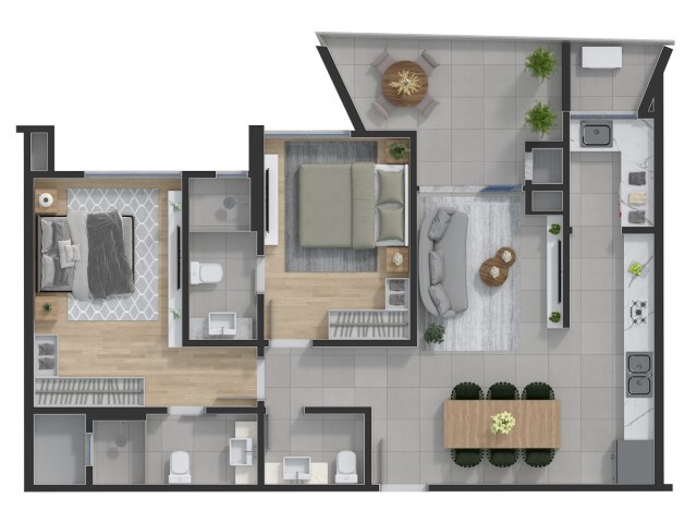 Planta 06 - 2 dorm 85 51m²