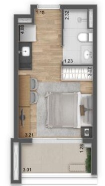 Planta 02 - 1 dorm 25m² - studio - opção