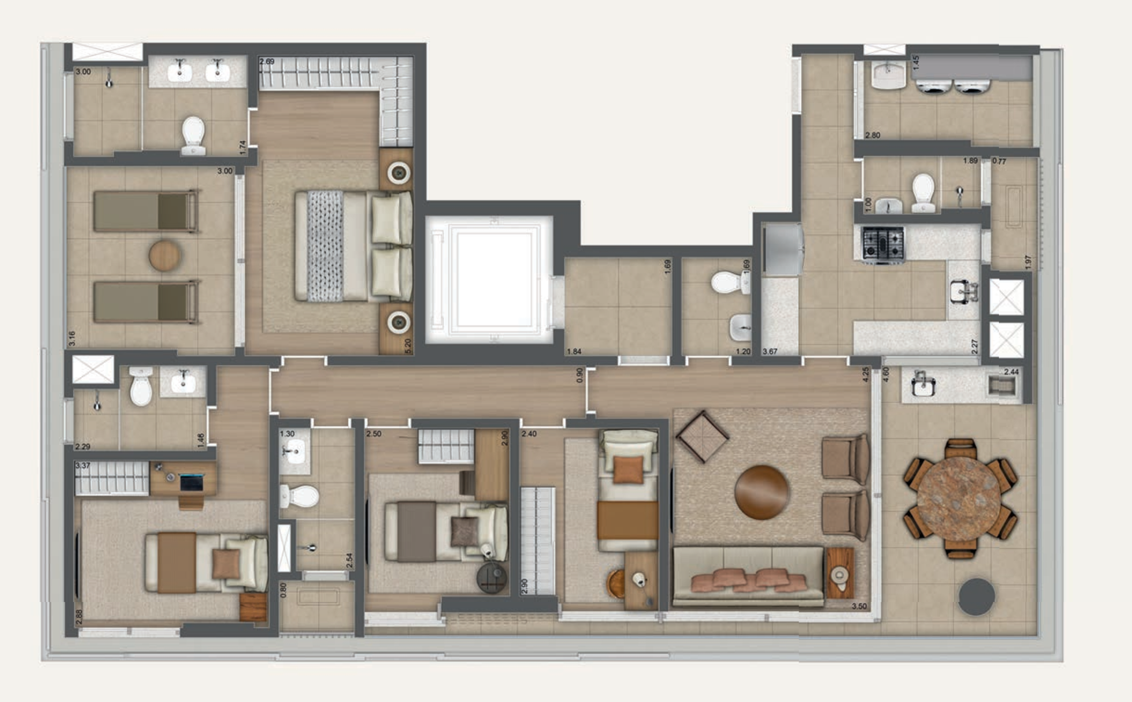 Planta 03 - 4 dorm 145m² - opção 2
