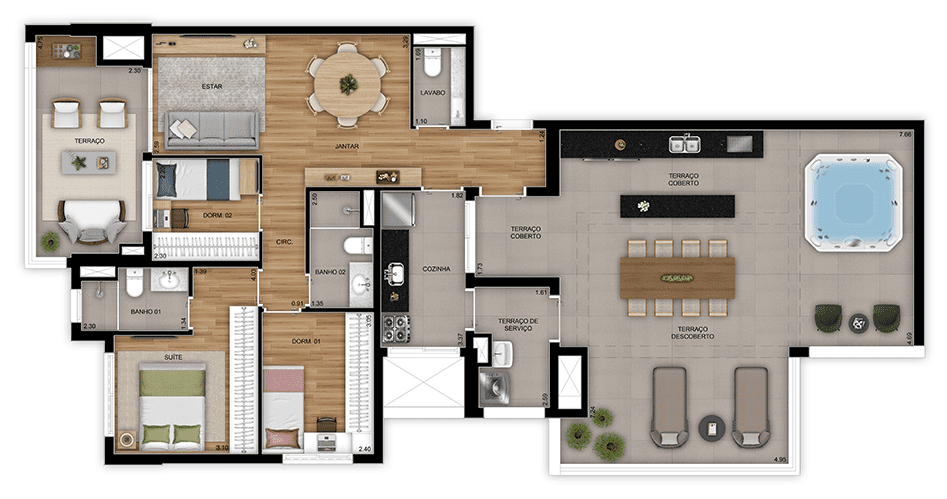 Planta 05 - 3 dorm 145m² - penthouse