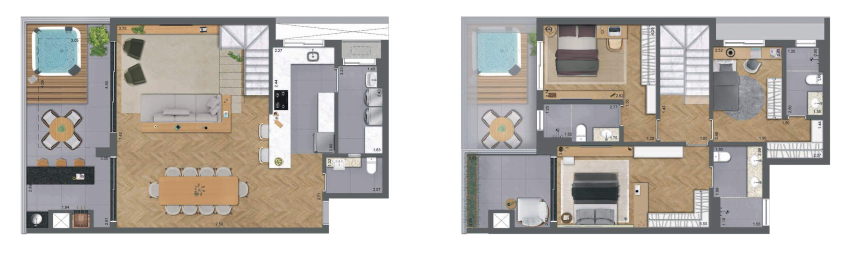 Planta 13 - 3 dorm 154m² - cobertura duplex