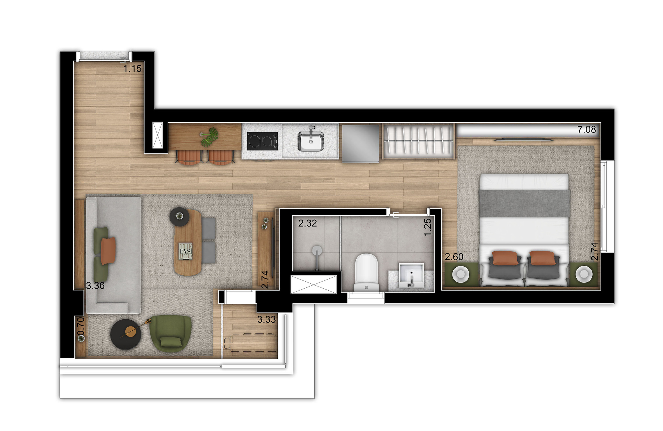 Planta 04 - 1 dorm 33m² - studio