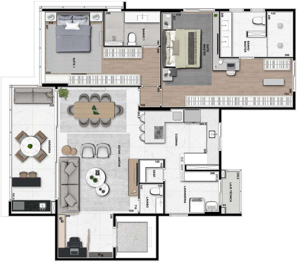 Planta 04 - 2 dorm 170m² - opção 2