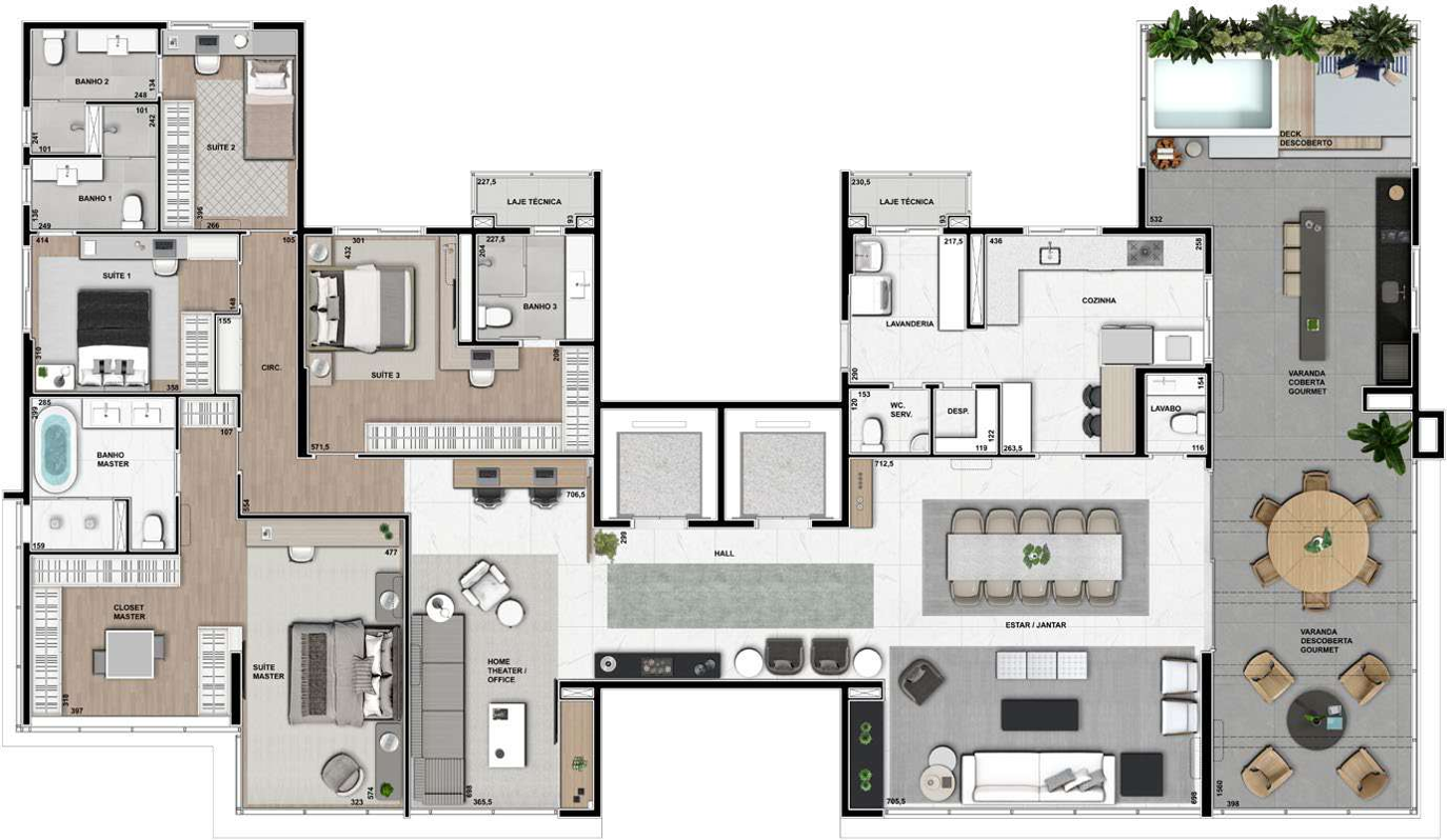 Planta 08 - 4 dorm 345m² - cobertura horizontal
