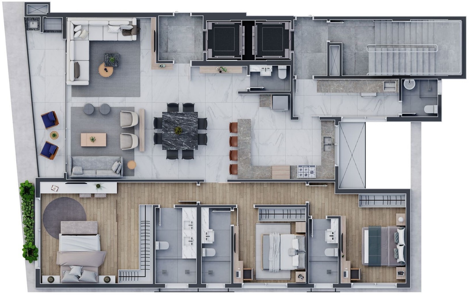 Planta 01 - 3 dorm 176m²