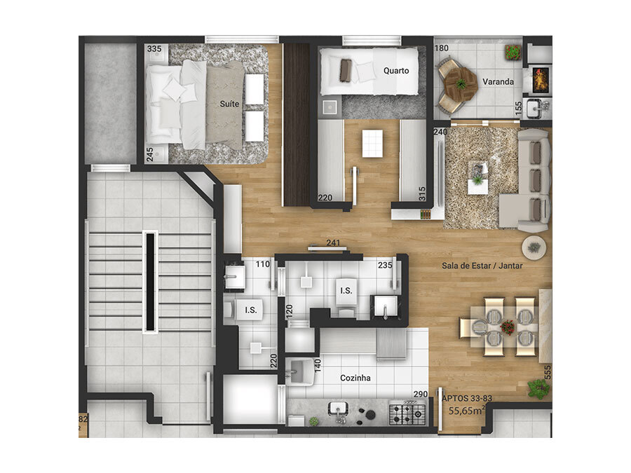 Planta 02 - 2 dorm 55 65m²