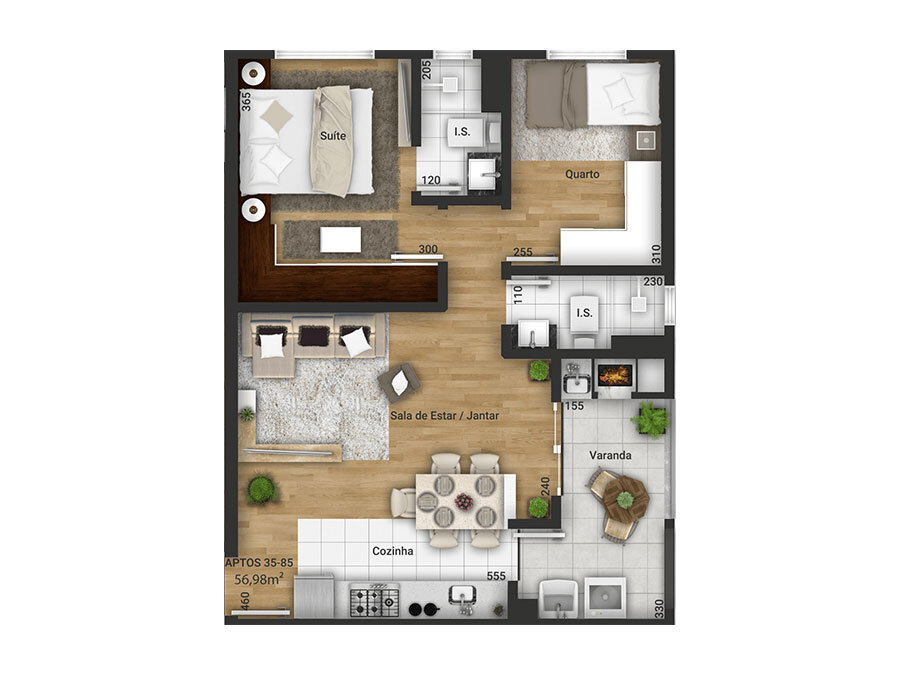 Planta 06 - 2 dorm 56 98m²