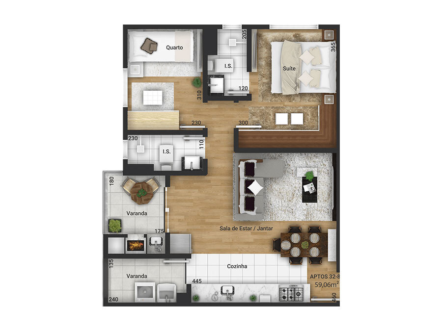 Planta 07 - 2 dorm 59 06m²