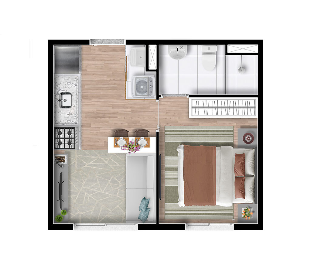 Planta 01 - 1 dorm  25m²
