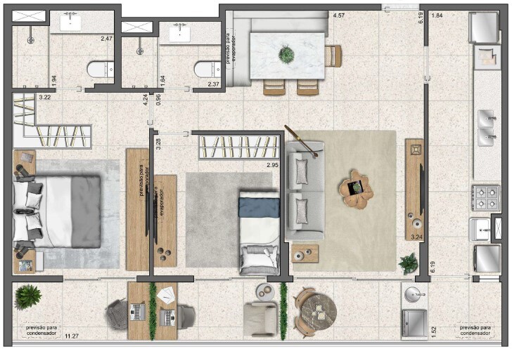 Planta 07 - 2 dorm 84 65m²