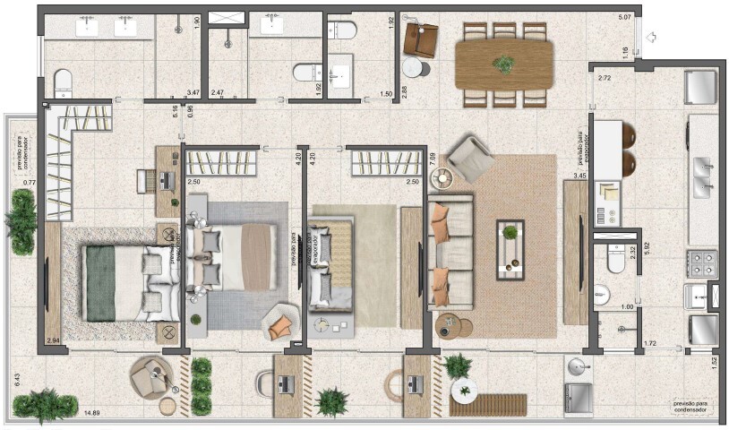 Planta 09 - 3 dorm 125 05m²