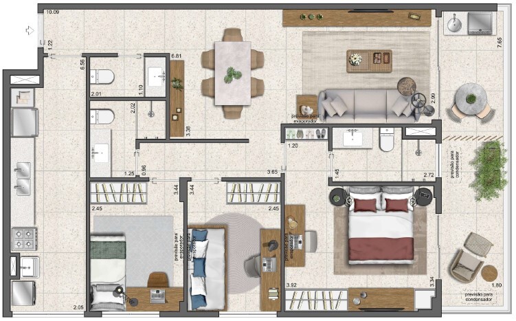 Planta 11 - 3 dorm 97 93m²