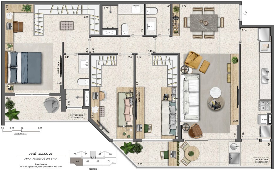 Planta 12 - 3 dorm 112 77m²
