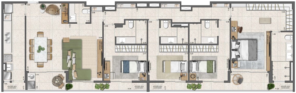 Planta 13 - 4 dorm 155 08m² - junção