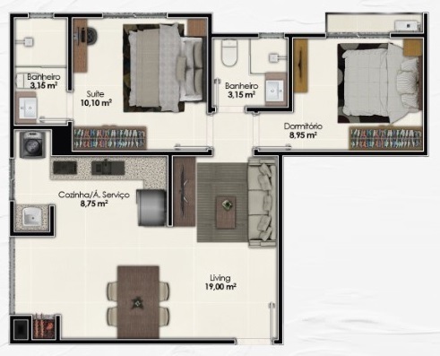 Planta 09 - 2 dorm 67 70m²