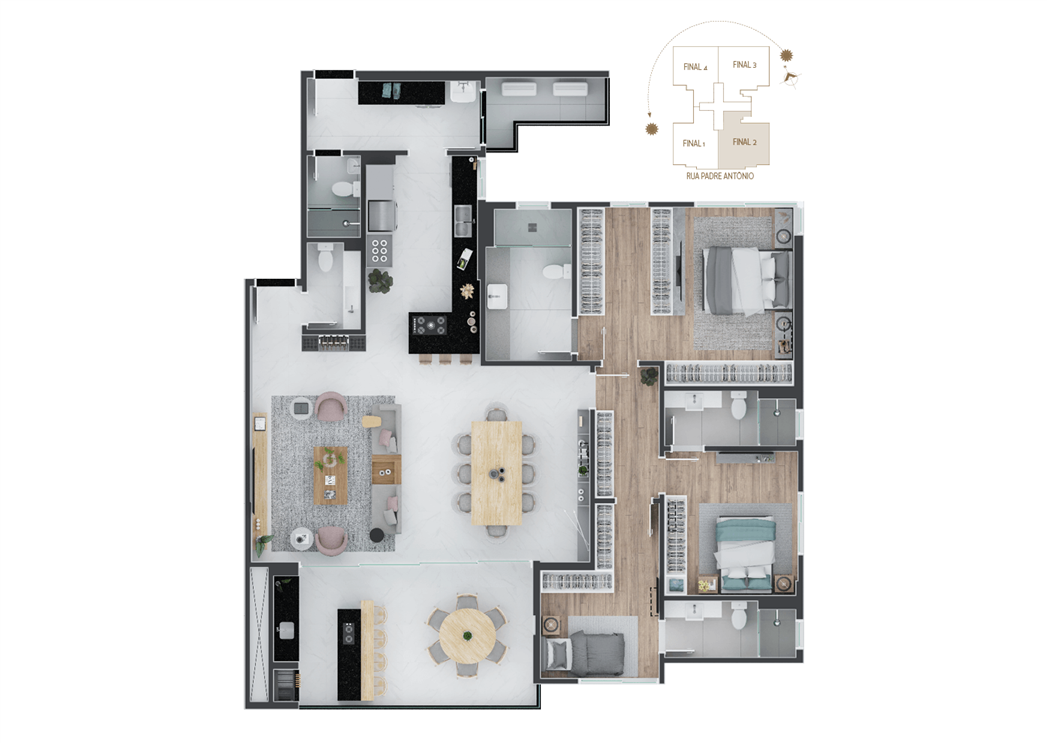 Planta 04 - 3 dorm 171 49m²