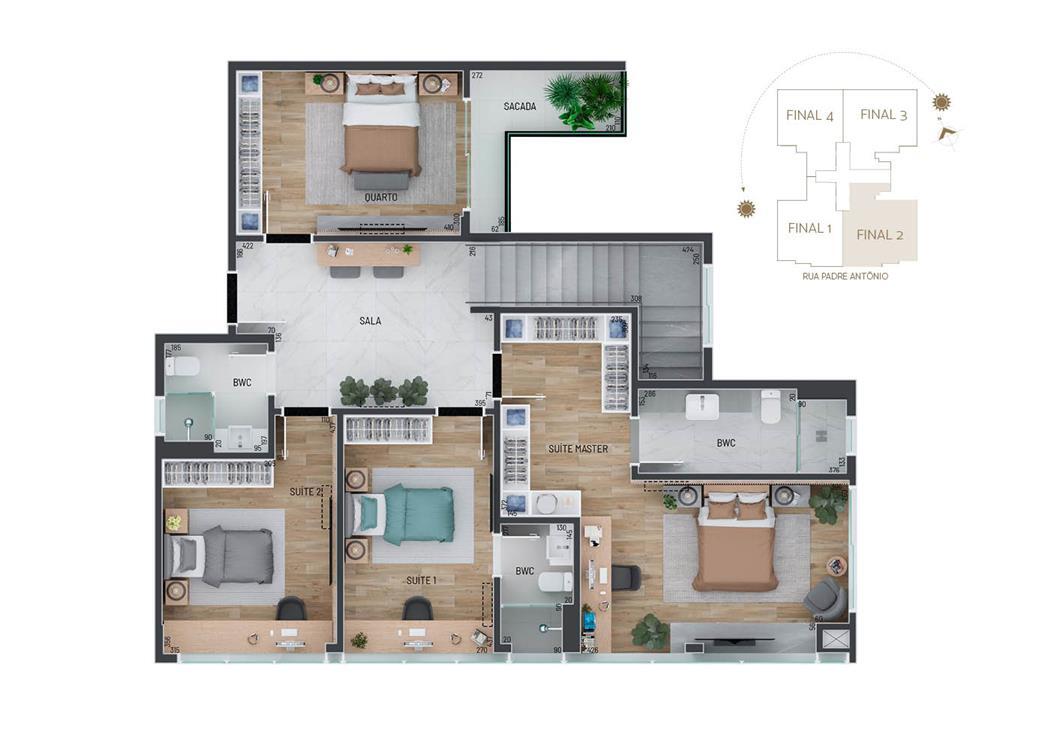 Planta 05 - 4 dorm 226 11m² - cobertura duplex - pavimento superior