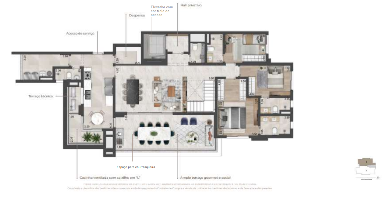 Planta 06 - 4 dorm 343m² - cobertura duplex - inferior