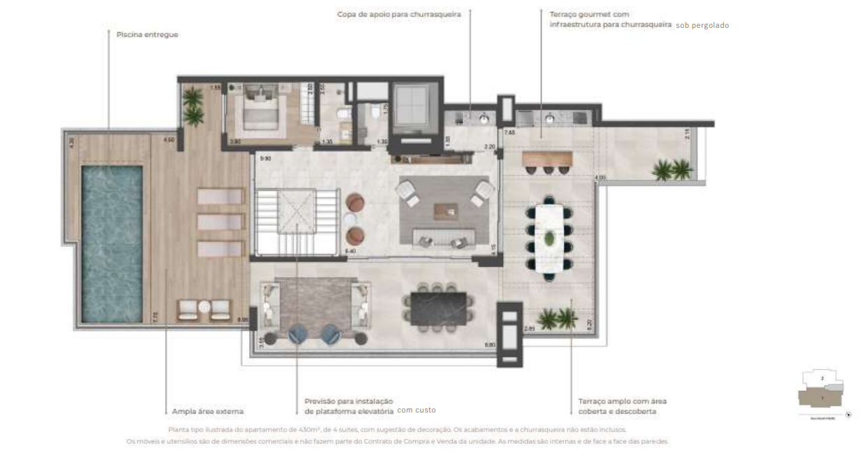 Planta 09 - 4 dorm 430m² - cobertura duplex - superior