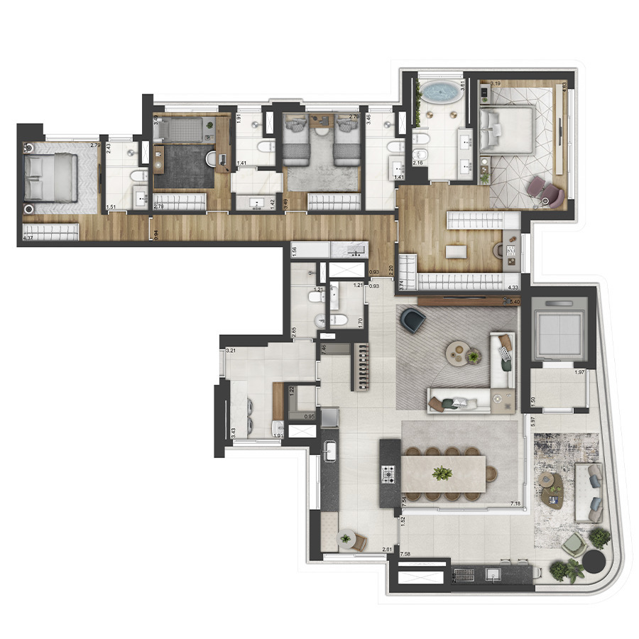 Planta 05 - 4 dorm 230m²