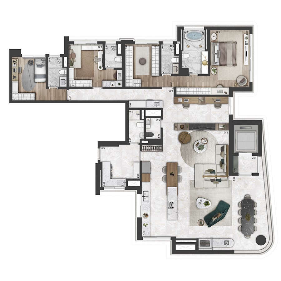 Planta 07 - 3 dorm 230m² - opção 2