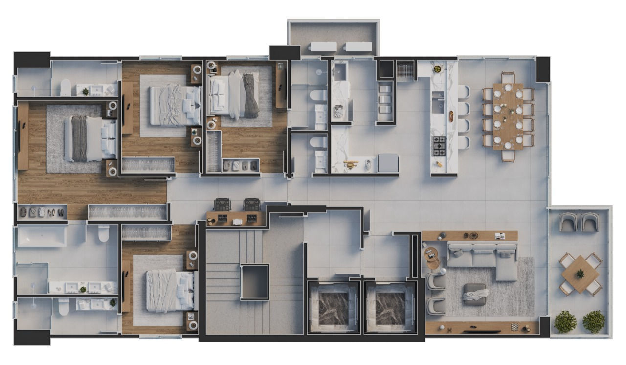 Planta 01 - 4 dorm 178 77m²