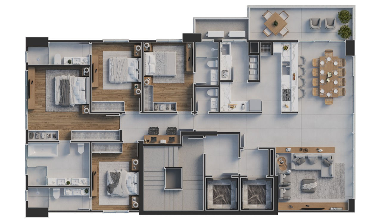 Planta 03 - 4 dorm 180 66m²