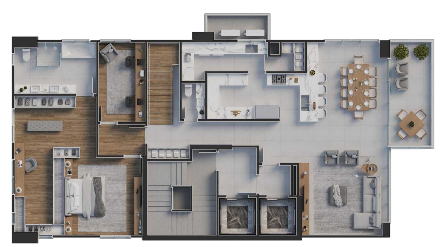 Planta 05 - 4 dorm 361 20m² - cobertura duplex - inferior