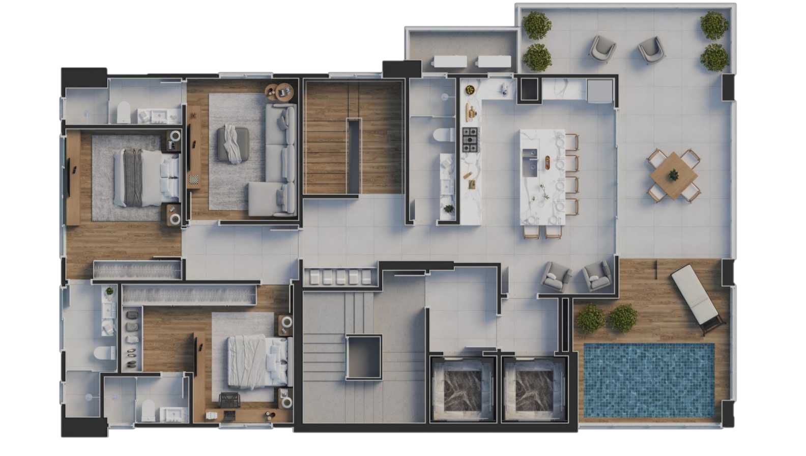Planta 06 - 4 dorm 361 20m² - cobertura duplex - superior