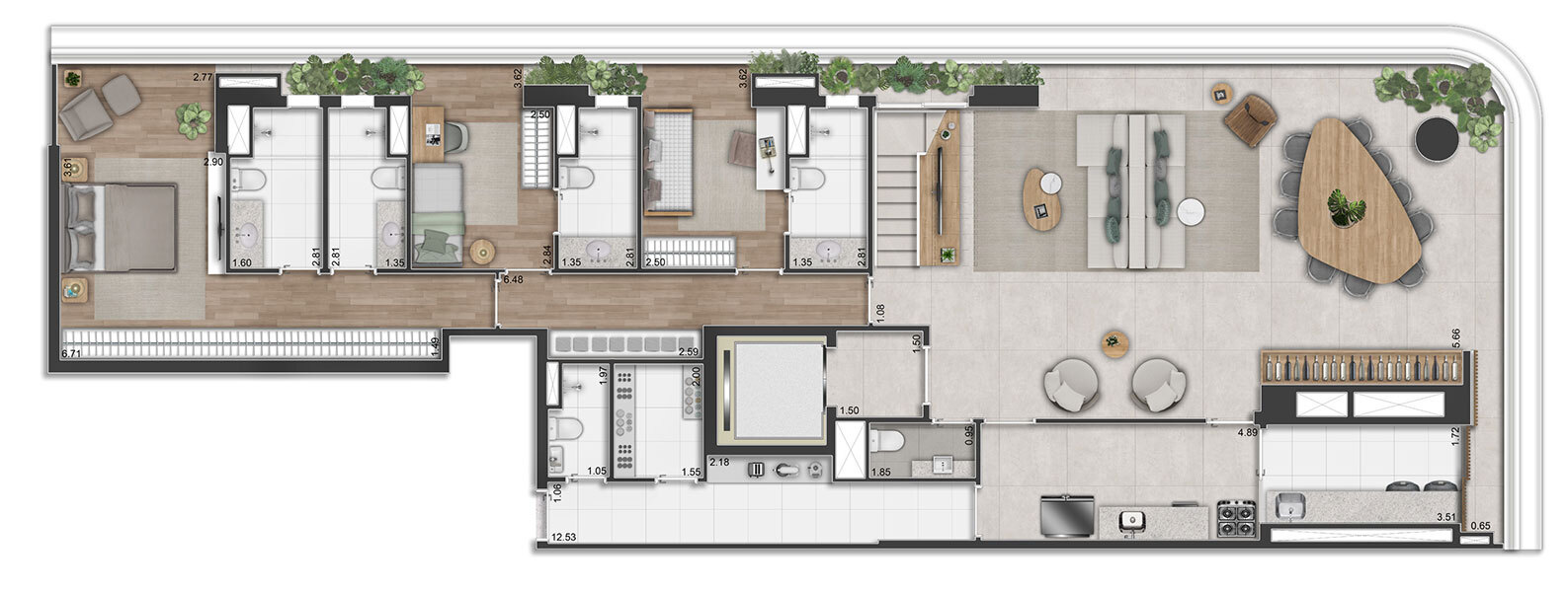 Planta 09 - 4 dorm 374m² - cobertura duplex - inferior