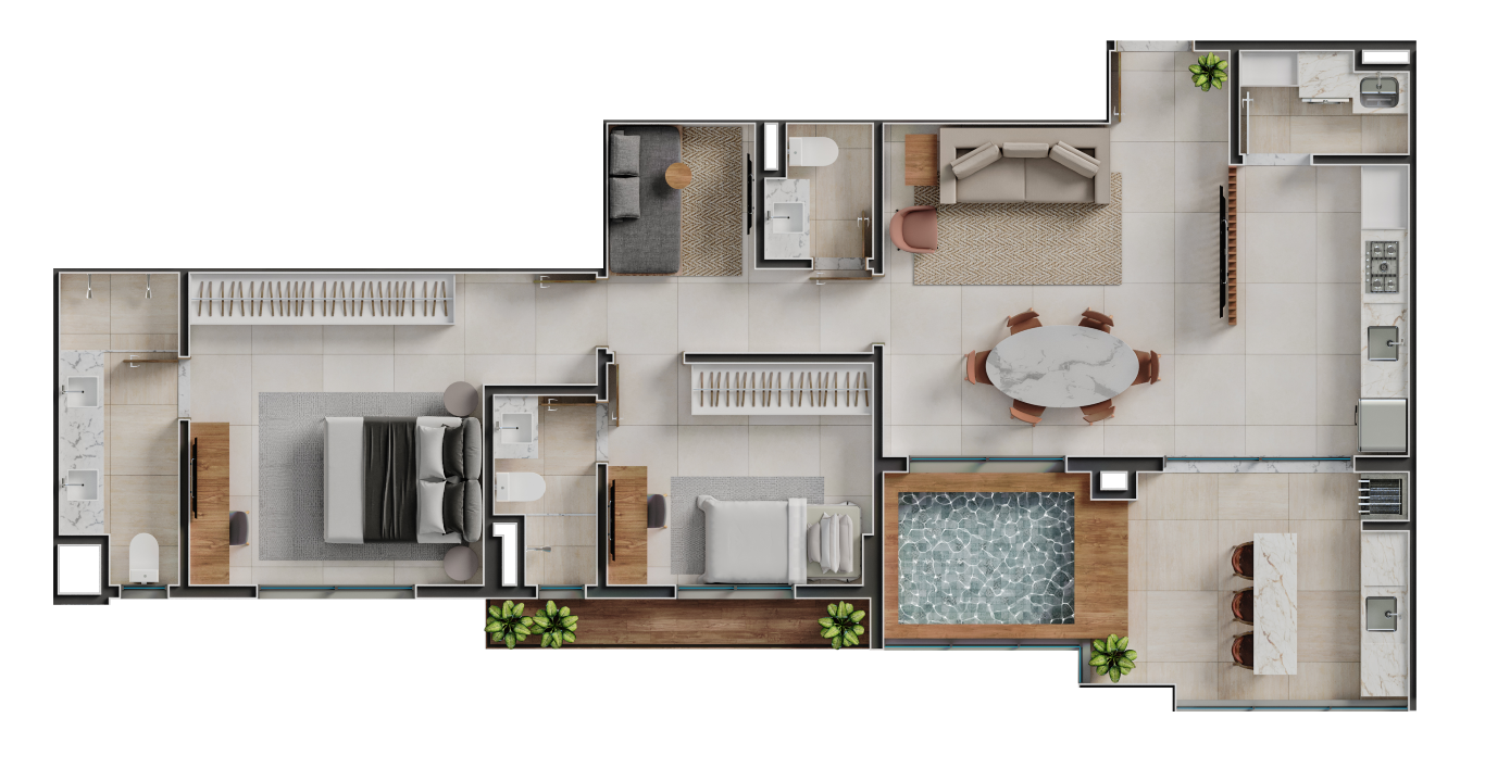 Planta 04 - 2 dorm 108 41m² - cobertura horizontal