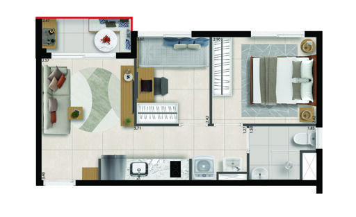 Planta 03 - 2 dorm 34 20m²