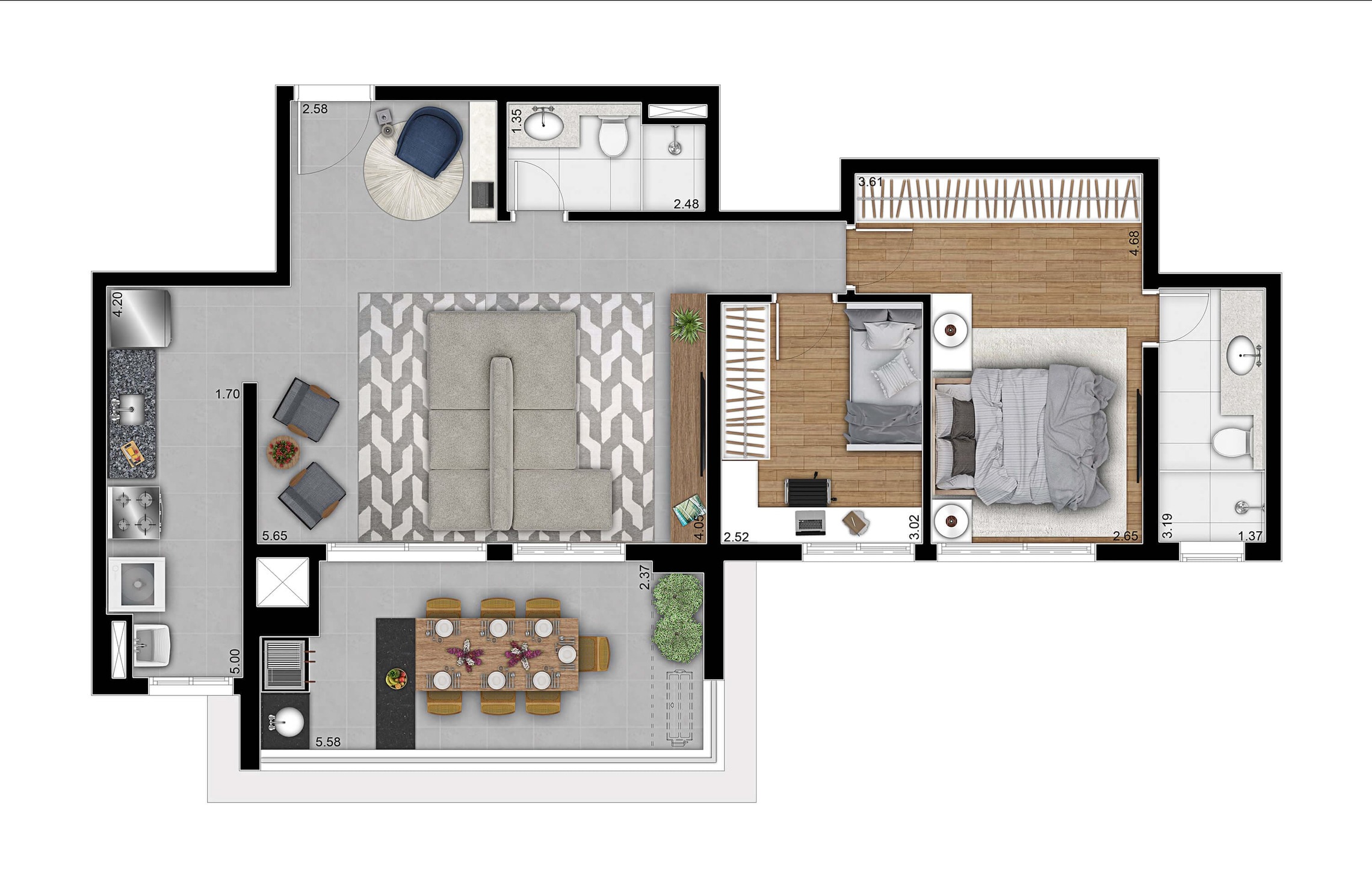 Planta 05 - 2 dorm 94m² - opção