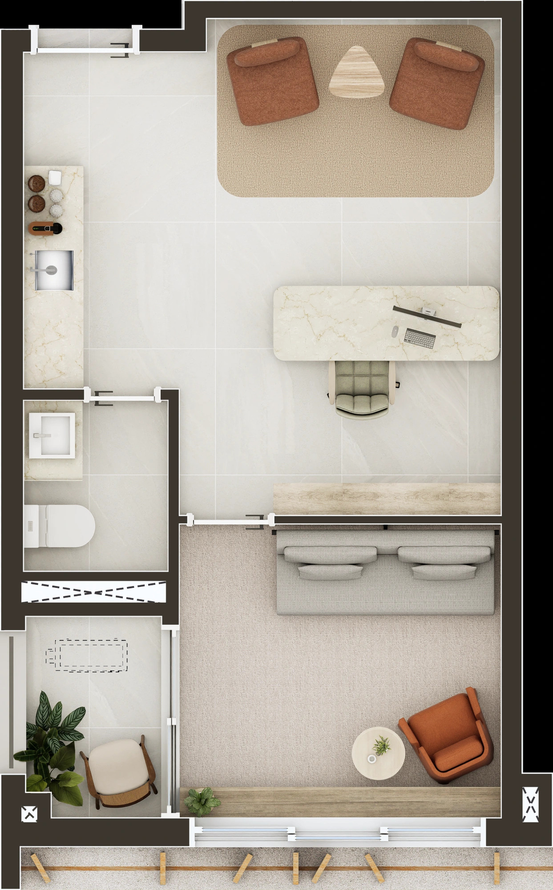 Planta 01 - 36,83m² - sala