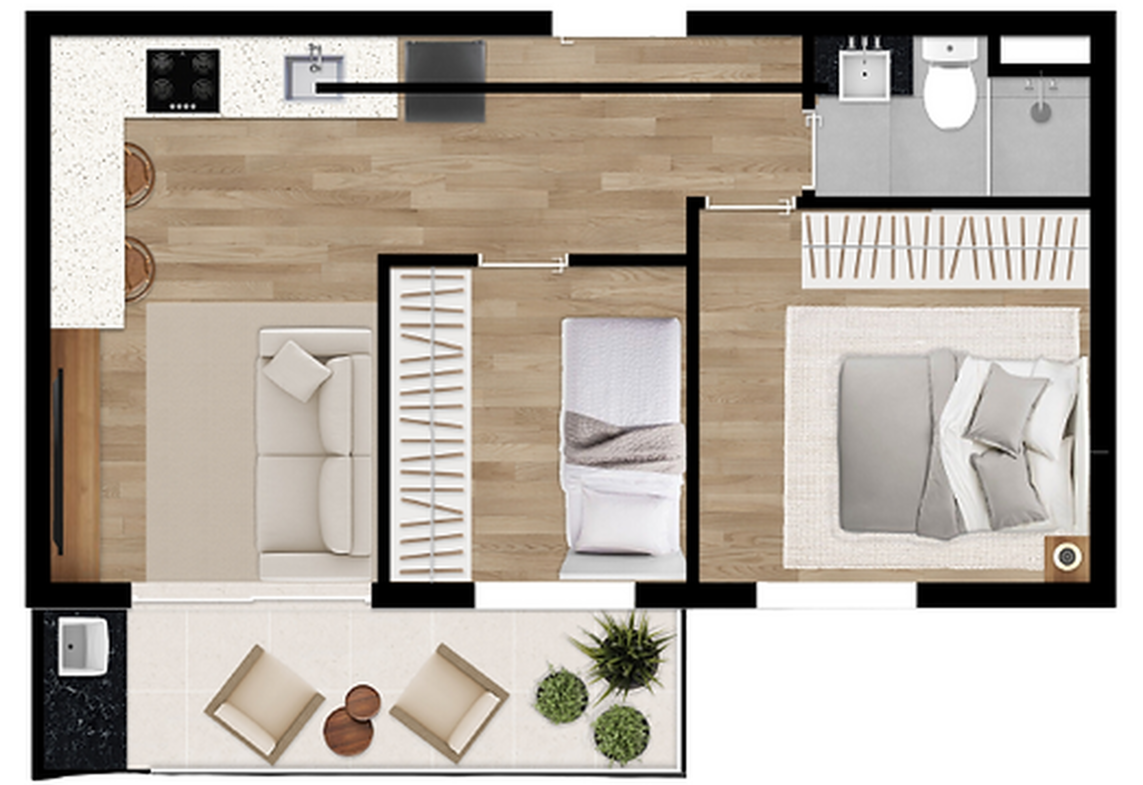 Planta 02 - 2 dorm 41m²