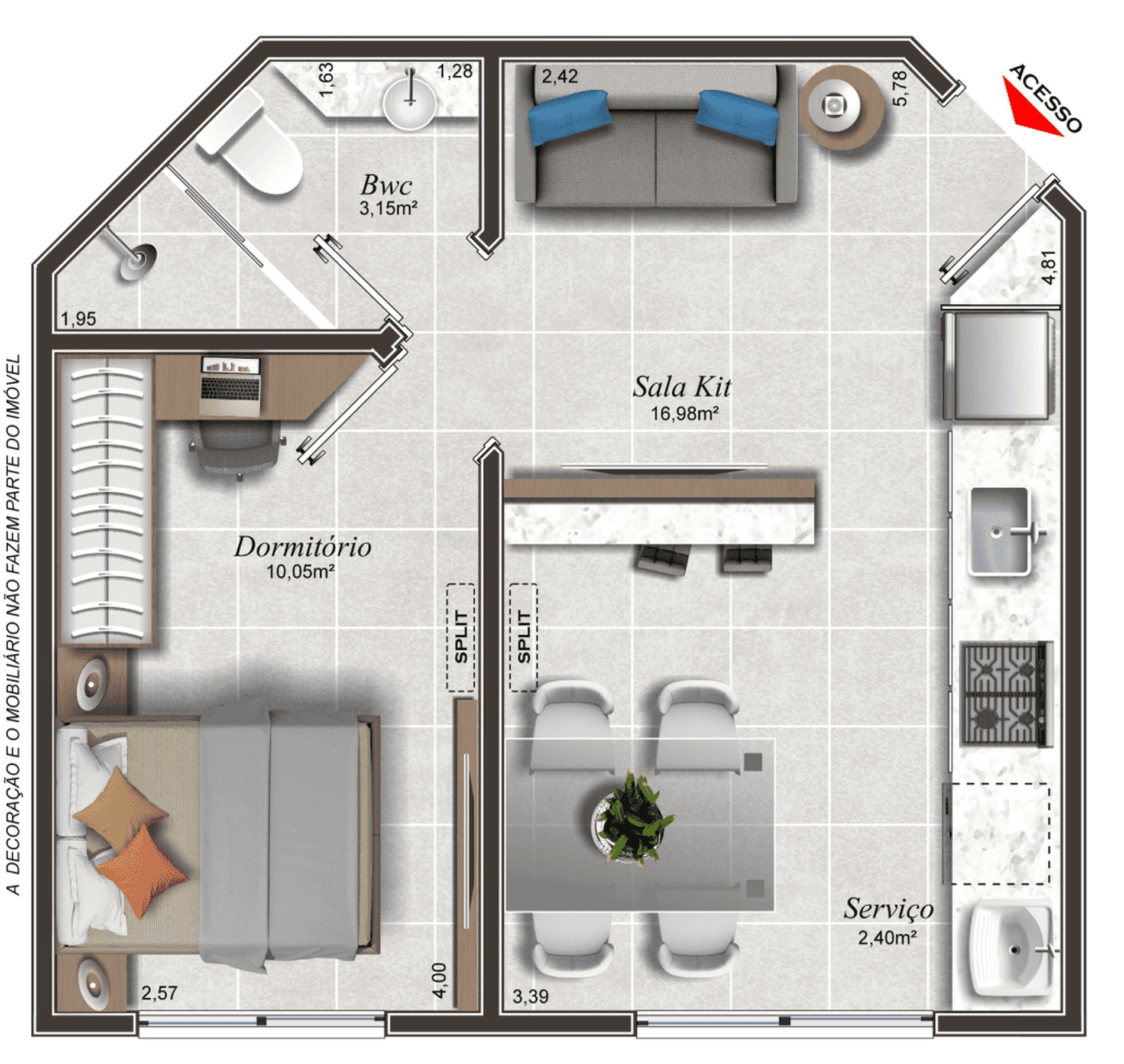 Planta 01 - 1 dorm 36,65m²