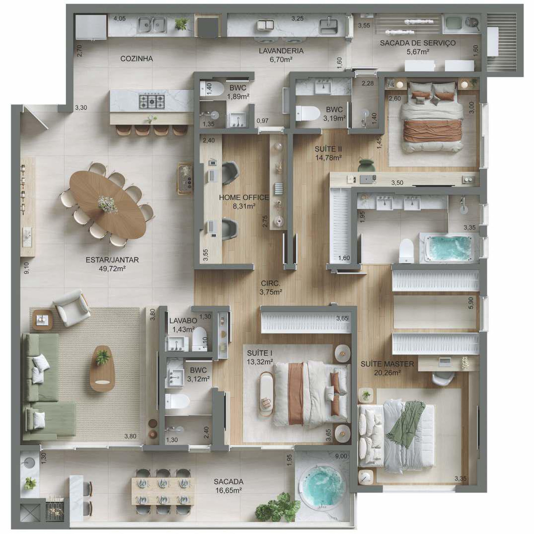 Planta 13 - 3 dorm 175,7m²